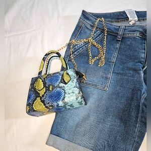 Blue Snakeskin Mini Crossbody Bag